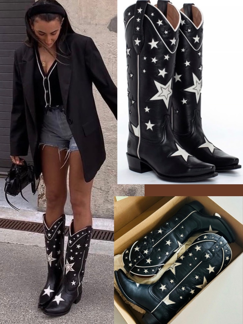 Ranch Road Presidio Liberty Black Star-Embellished Western Boots